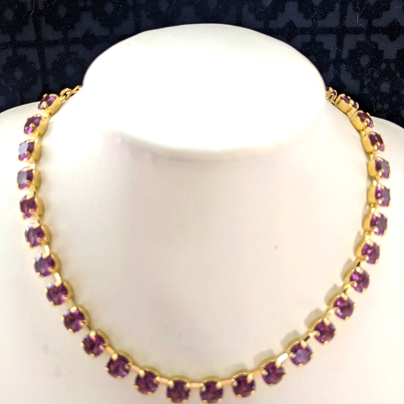 52.14 Total Carats Genuine Amethyst in Classic Tennis Necklace and Earrings - Picture 4 of 8